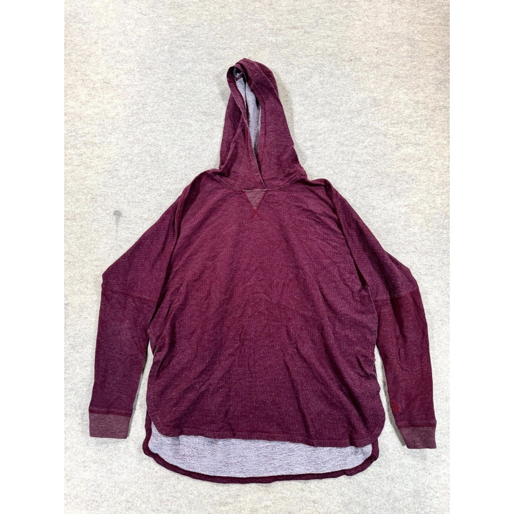 The North Face Hoodie Womens S Burgundy Embroidered Logo Cotton High Low Hem